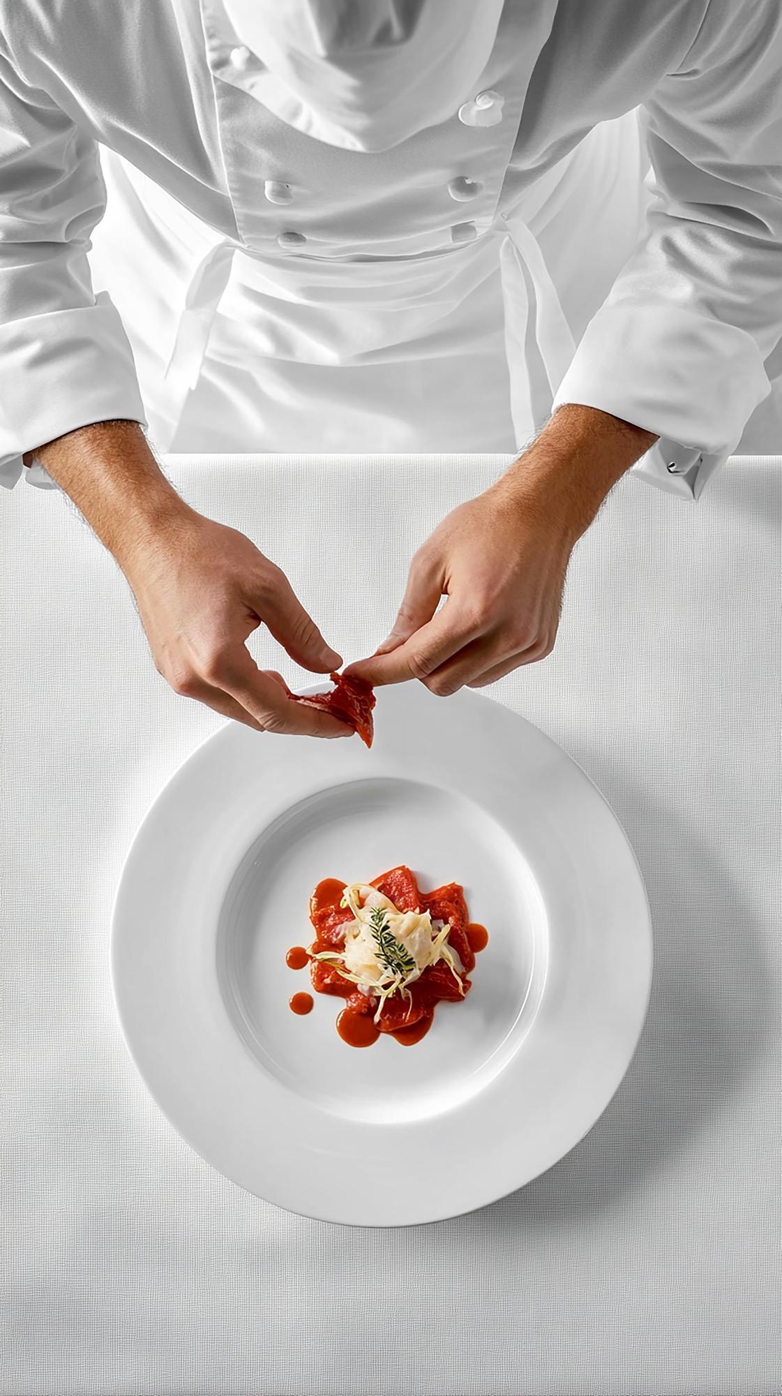 Chef plating finishing touches